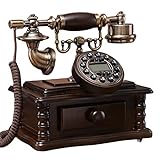 Equipment Antike Festnetztelefon aus Holz Vaste Telefoon Anrufer ID Fest Telefon for Wohnsitz Wohnzimmer AMINIY (Color : Marrone)