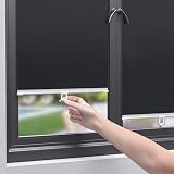 Rollo ohne Bohren, 99% Verdunkelung, UV-Schutz, wärmeisolierend, Fensterrollo mit Saugnäpfen, Thermisch, UV-blockierend, einziehbar, Rollos für Fenster & Autos (50 x 125 cm)