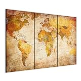 murando - Leinwand Bilder 120x80 cm Vlies Leinwandbild 3 Teilig Kunstdruck modern Wandbilder Groß XXL Wanddekoration Design Wand Bild - Dekorative Weltkarte Welt Karte Kontinente 020213-2