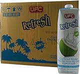 UFC Reines Kokoswasser 100% Pure Kokosnusswasser Thailand 1 Liter Coconut Water 24er Pack