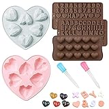 FineGood Schokoladenformen aus Silikon, Herzform, Muffin, Backform, Zahlen, Alphabet, Süßigkeiten, Gelee, 5 Stück