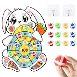 Ostern Deko, Ostern Häschen-Dartscheibe, Ostern Geschenke Kinder Klett Dartscheibe mit 12 Klebrigen Bällen, Drinnen und Draußen Dart Wurfspiel Set für Kinder, Ostern Basteln Dek