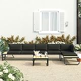 CIADAZ 4-TLG. Garten-Ecksofa-Set mit Auflagen, Outdoor Sofa, Gartenlounge Outdoor, Balkon Sofa, Liegesofa, Outdoorsofa, Outdoor Couch, Aluminium und WPC