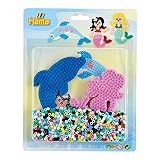 Hama Perlen 4212 Set Meer mit ca. 1.100 bunten Midi Bügelperlen mit Durchmesser 5 mm, 2 Stiftplatten, inkl. Bügelpapier, kreativer Bastelspaß für Groß und Klein, B