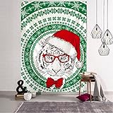 Weihnachts-Holzteppich, Wandbehang, Weihnachtsgeschenk, Neujahr, Elch, Schneeszene, psychedelische Hexerei, Decke, A7, 73 x 95 cm