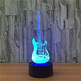 EADDTC 3D Lampe elektrische Gitarre LED Illusion Nachtlicht Tisch-Lampen Spielzeug 16 Farbwechsel mit Fernbedienung USB-Lade, Geschenke für Männer Kinder Mädchen Geburtstag