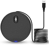USB PC Microphone, USB Computer Microphone with Mute Button Portable Compuer Microphone for Video Conference Skype Recording Gaming Compatible with PC/Laptop