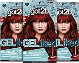 got2b GELiked Gel-Coloration 6.88 Rubin Rot Stufe 3 (3 x 143 ml), dauerhafte Haarfarbe für glänzendes Haar, feuchtigkeitsspendend und Anti-Haarbruch
