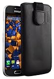 mumbi Echt Ledertasche kompatibel mit Samsung Galaxy S4 mini Hülle Leder Tasche Case Wallet, schwarz