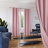 Roff Loff Verdunkelungsvorhänge für Schlafzimmer, seidige Textur, rosa, Vorhänge für Mädchen, Schlafzimmer, Thermovorhänge für Wohnzimmer – Pink, 107 cm breit x 213 cm lang, 2 Bahnen
