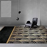 RUGMRZ Teppich Rund Wohnzimmer Teppich Esstisch Halbkreisförmiger Fächerdruck Wohnzimmer Schlafzimmer modern rutschfest Spiele Teppich 90X150CM