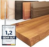 LAMO Manufaktur Wandregal Holz Baumkante | Regal Farbe: Rustikal | Invisible: Schweberegal | 80