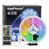 LED Strip, KooPower 2Stk LED Streifen Farbwechsel Led Lichterkette 5M RGB Flexible LED Bänder Strips Wasserdicht Dimmbar mit Kontroller Sync zur Musik Modi, Anwendung für Schlafzimmer,Feriendekoration