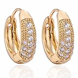 YAZILIND Elegante Schmuck 18K Gold Filled Inlay Glänzend Runde Clear Crystal Kleine Ohrringe für Frauen Geschenk Idee
