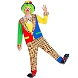TecTake dressforfun Herrenkostüm Clown | Kostüm + Clown-Nase & Schlapphut mit Filzblume | Harlekin Clown-Kostüm Fasching (S | Nr. 300838)