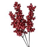 FYBlossom Künstliche Rote Beeren, 10 Stück Deko Zweige mit Roten Beeren Herbstzweige Weihnachten Picks,Länge 20/26cm. Zweig Beeren Deko (01)