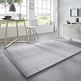 Taracarpet Waschbarer Flauschiger Uni Kurzflor Teppich, Anti-Rutsch, Felloptik, Super Soft Grau 050x080 cm