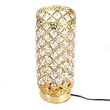 TABKER Gold Silver Crystal Bedside Lamps Art Deco Classic Vintage Retro Table Lamp for Living Room Luxurious European Style Foyer Loft (Color : Gold)