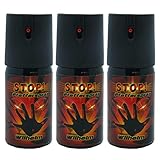 3 x Wilhelm Pfefferspray 40 ml Tierabwehr Selbstverteidigung CS Gas KO Spray hochdosiert (ca. 2 Mio. Scoville) effektives Verteidigungsspray
