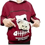 Pullover Damen mit Hundetasche Katzen Hund Tasche Damen Pullover Hoodie Kangaroo Große Tasche Kapuzenpullover Katzen Hunde Haustier Carrier Sw