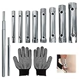 JReHuiG 10 tlg rohrsteckschlüsselsatz mit Handschuhen, 6-22 mm Sechskant-steckschlüssel set, stecknuss set, steckschlüsselsätze, Wasserhahn Werkzeug, Spüle Montage-Satz für Renovierung Einbau Wartung