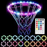 Prevessel LED-Basketballlichter mit Fernbedienung, 10M Wasserdicht Basketballkorb-Licht Batteriebetrieben 16 Farben 4 Modi für Outdoor-Basketball-Felge Felgenlicht leuchtet im Dunkeln