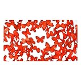 Badewannenmatte Antirutschmatte Rot Schmetterlinge Muster Anti Rutsch Duschmatte Badvorleger mit 112 Saugnäpfen Maschinenwaschbar 38,5x68cm