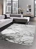 CARPETIA Teppich Marmor Muster mit Glanzfasern grau Silber Größe 160x230 cm
