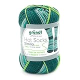 Gründl NEU! 4-fädige Sockenwolle mit dem grünen Faden, Simila, 2 identische Socken aus einem Knäuel, 100 gr. 75% Schurwolle / 25% Polyamid, (406 NEU)