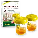 GARDIGO® Wespenfalle Gelb - 2er Set | Wespen Abwehr aus Kunststoff | Als Lebendfalle verwendbar | Wespenfänger zum Aufhängen oder Hinstellen | Fliegenfalle, Fruchtfliegenfalle, Wespenabwehr Drauß