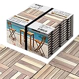 INTERBUILD Akazien bodenfliesen 30 × 30cm | Bio-Weiß | Patio & Balkon | 10 FLIESEN = 0,9 ㎡ pro PACKUNG balkon bodenbelag | terassenplatten | holzfliesen balkon