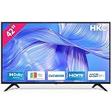 HKC 42D1 Fernseher 42 Zoll (TV 107 cm), Dolby Audio, LED, Triple Tuner DVB-C / T2 / S2, CI+, HDMI, Mediaplayer per USB, digitaler Audioausgang, incl. Hotelmodus…