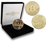 PfX Physische Goldene Bitcoin Sammler Münze [mit 24-Karat Echt-Gold überzogen] inklusive edlem Samt Münz-Etui (Gold)