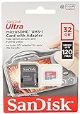 SanDisk Ultra 32 GB microSDHC Speicherkarte + SD-Adapter mit A1 App-Leistung bis zu 120 MB/s, Klasse 10, UHS-I