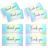 Karte Danke 100 Stk Danke für die Unterstützung Meine Kleinen Visitenkarten Holographische Wasserdichte Dankeskarten für Online E-Commerce Einzelhändler für Kleine Unternehmen Handgefertigte Waren