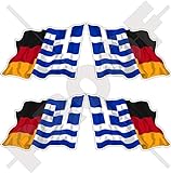 GRIECHENLAND-DEUTSCHLAND Griechisch-Deutsch Wehende Flagge 50mm Auto & Motorrad Aufkleber, x4 Vinyl Stickers (Links - Rechts)