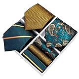 LEIGE 3 Pack Geschenkbox Herren Krawatte Set für Männer 8cm Business Silk Krawatte Hanky ​​Manschettenknöpfe Clip Hochzeit (Color : 3 Pack, Size : One size)