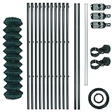 Maschendrahtzaun-Gartenzaun-Set verzinkt und grün beschichtet Maschenweite 6 x 6 cm, Zaunset, Drahtzaun, Maschendraht, Komplettset, Zaun-Set (0,8 x 25 m)