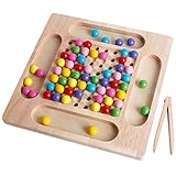 Holz Go Spiele Set - Holz Clip Beads Brettspiel | Holzperle Puzzle Spielzeug Montessori Pädagogisches | Regenbogen Clip Perlen Puzzle Brettspiele | Holz Clip Beads Puzzle Board Familienspiel