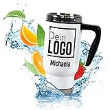 Thermobecher personalisiert mit Logo - ToGo Kaffeebecher 470ml mit Handgriff - selbst gestalten, mit eigenem Logo bedrucken | Firmen Werbeartikel | Werbegeschenke | für Schule Universität Arb