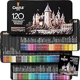 Castle Art Supplies 120 Buntstifte Set | Hochwertige Farbminen mit weichem Kern für Profi-, erfahrene und Farbkünstler | Geschützt und sortiert in einer Präsentationsbox aus Blech