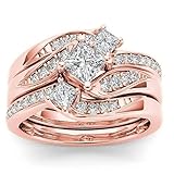 Diamant Damen Hochzeit Ring Verlobungsring Cubic Zirkonia Sparkling Ring Set