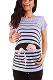 Baby Flucht - Lustige witzige süße Umstandsmode mit Motiv für die Schwangerschaft Umstandsshirt T-Shirt Schwangerschaftsshirt, Kurzarm (Babyblau, Medium)
