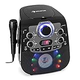 auna StarMaker 2.0 Karaoke-Anlage Karaokemaschine, Bluetooth-Funktion, CD-Player, für CD, CD+G, CD-RW, inkl. Mikrofon, 2 Mikrofon-Eingänge, LED-Show, A/V-Ausgang, schwarz