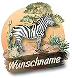 Samunshi® Zebra Wandtattoo Türschild mit Name personalisierbar Kinderzimmer Türaufkleber Baby Wandaufkleber 20 x 20cm Zebra