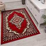 Orient Klassischer Teppich dicht gewebt Ornamente und Blumenmuster Rot Beige Grau Schwarz Größe 120x170 cm R8757