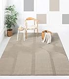 the carpet Lima nachhaltiger und umweltbewusster Designer Teppich, weich & pflegeleicht, 3D-Effekt, waschbar, Flor aus 100% recyceltem Polyester, Beige, 200 x 290 cm
