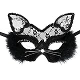 Cusfull Sexy Schwarz Katze Maske Damen Vintage Cosplay Maskerade Party Halloween Karneval Kostüm Zubehör