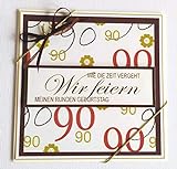 5x Einladungskarten zum 90. Geburtstag in creme-braun-tönen *Handmade*
