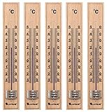 Lantelme 5 Stück Holz Thermometer Deutsche Herstellung aus Buchenholz analog auch für Außen Garten und Innen 4852